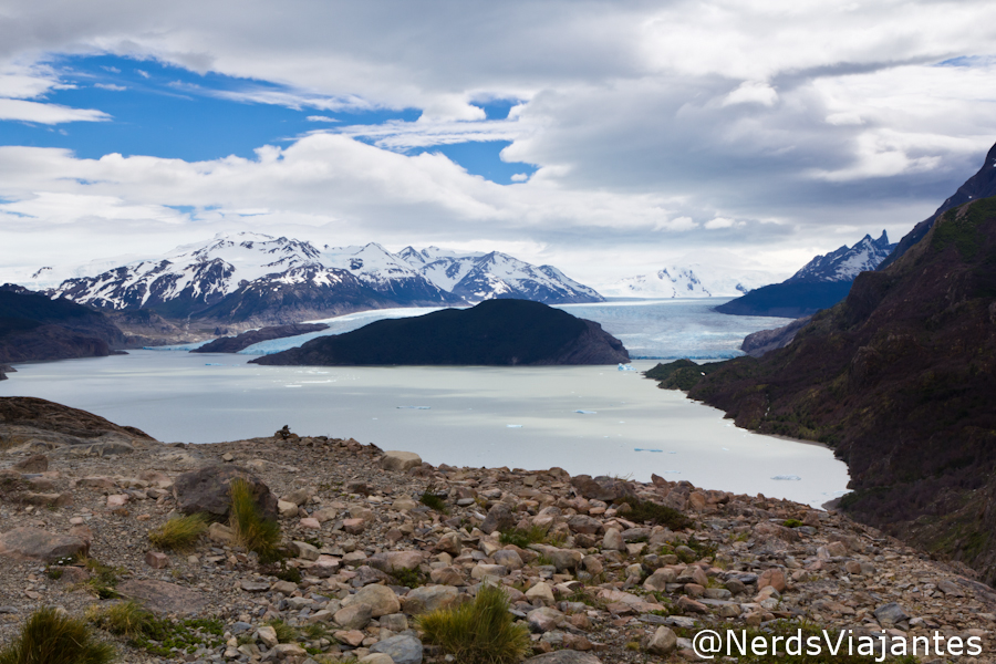Primeira vista do Glaciar Grey no parque Torres del Paine - Patagônia Chilena