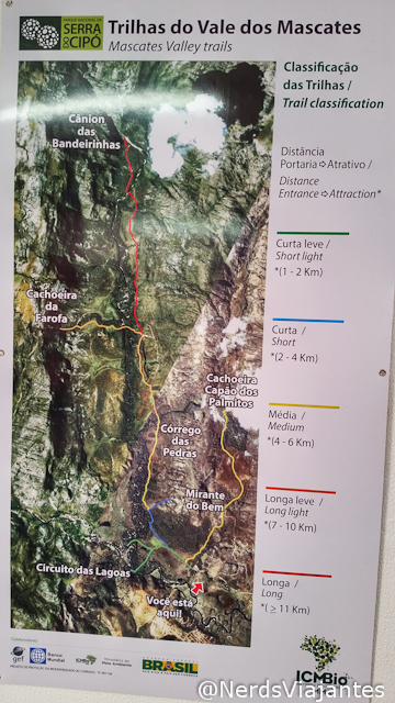 Mapa com trilhas do Vale dos Mascates - Serra do Cipó
